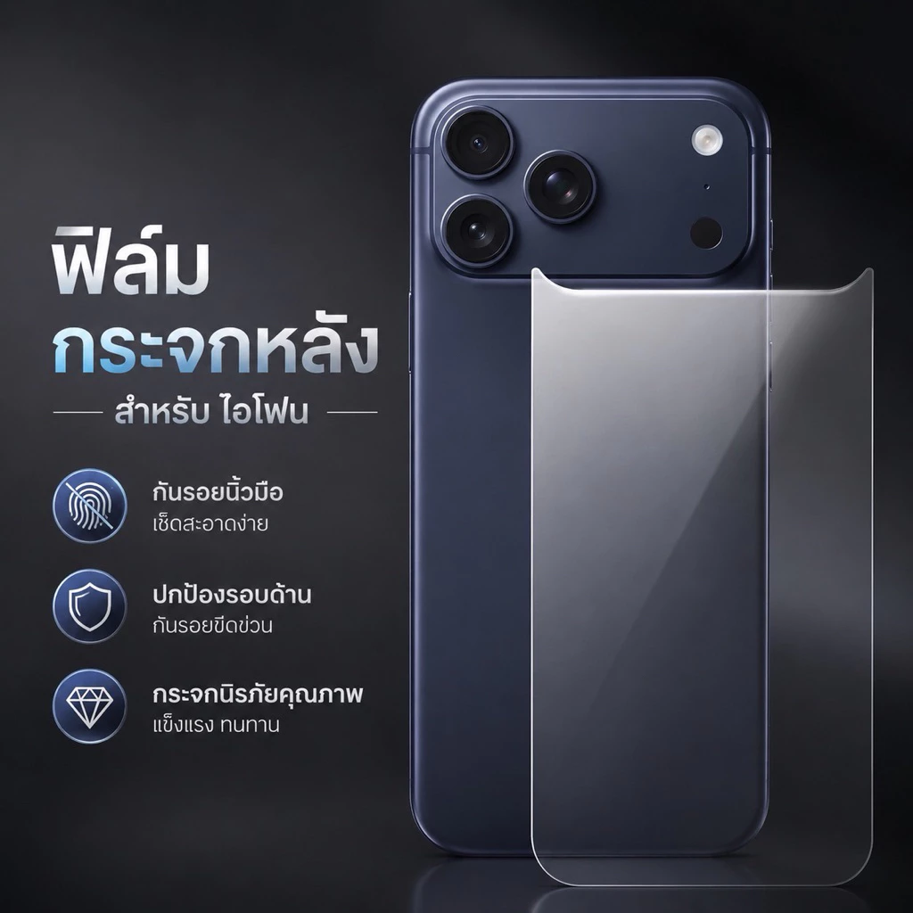 ฟิล์มกระจกหลัง ไอโฟน 6s+ 7 7+ 8 8P 11 11pro XR XSMAX Xs 12 12MINI 12 12PROMAX 12 13 14promax 16e 16pro 16PROMAX 17PM