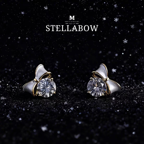 MEET ต่างหูแท้ Stellabow ตุ้มหูเงิน ต่างหูเพชร ต่างหูโบว์ ต่างหูแฟชั่น ต่างหูเงิน ต่างหูสุดน่ารัก