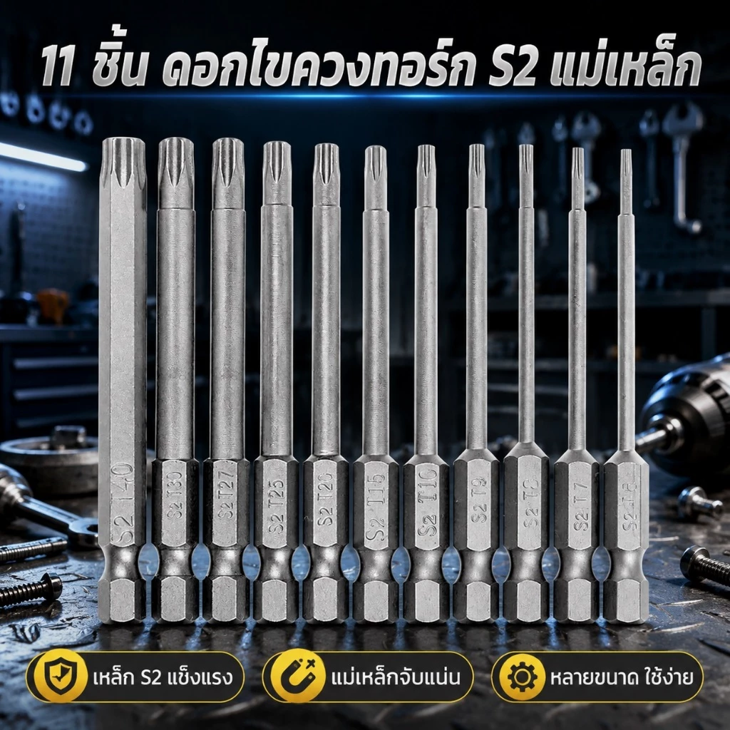 11 ชิ้น Torx ไขควง ชุด Bit 1/4 นิ้ว Hex Shank Tough Torx Star Hex ชุดรักษาความปลอดภัยสำหรับรถยนต์