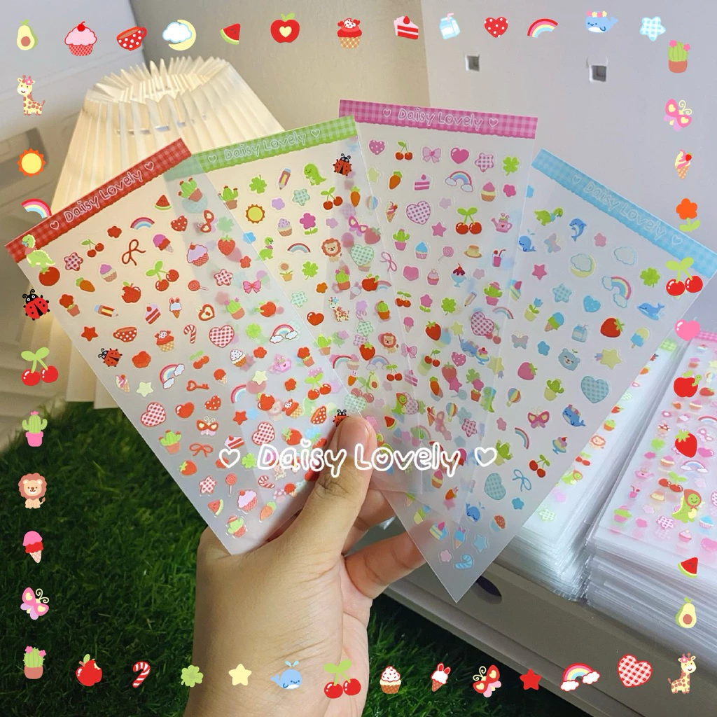 Daisy Lovely | Tiny Sticker ลอกออกไม่ทิ้งคราบ สติ๊กเกอร์จิ๋ว ไดคัท ติดกล้องไอโฟน เคส planner diary📙 Mini Sticker Emoji
