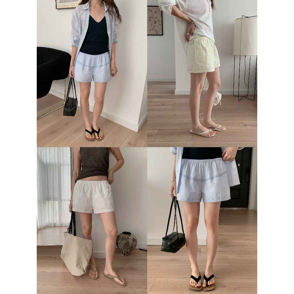 INBYIN - กางเกงขาสั้นระบายลูกไม้ LACE TRIM SHORTS - I4242