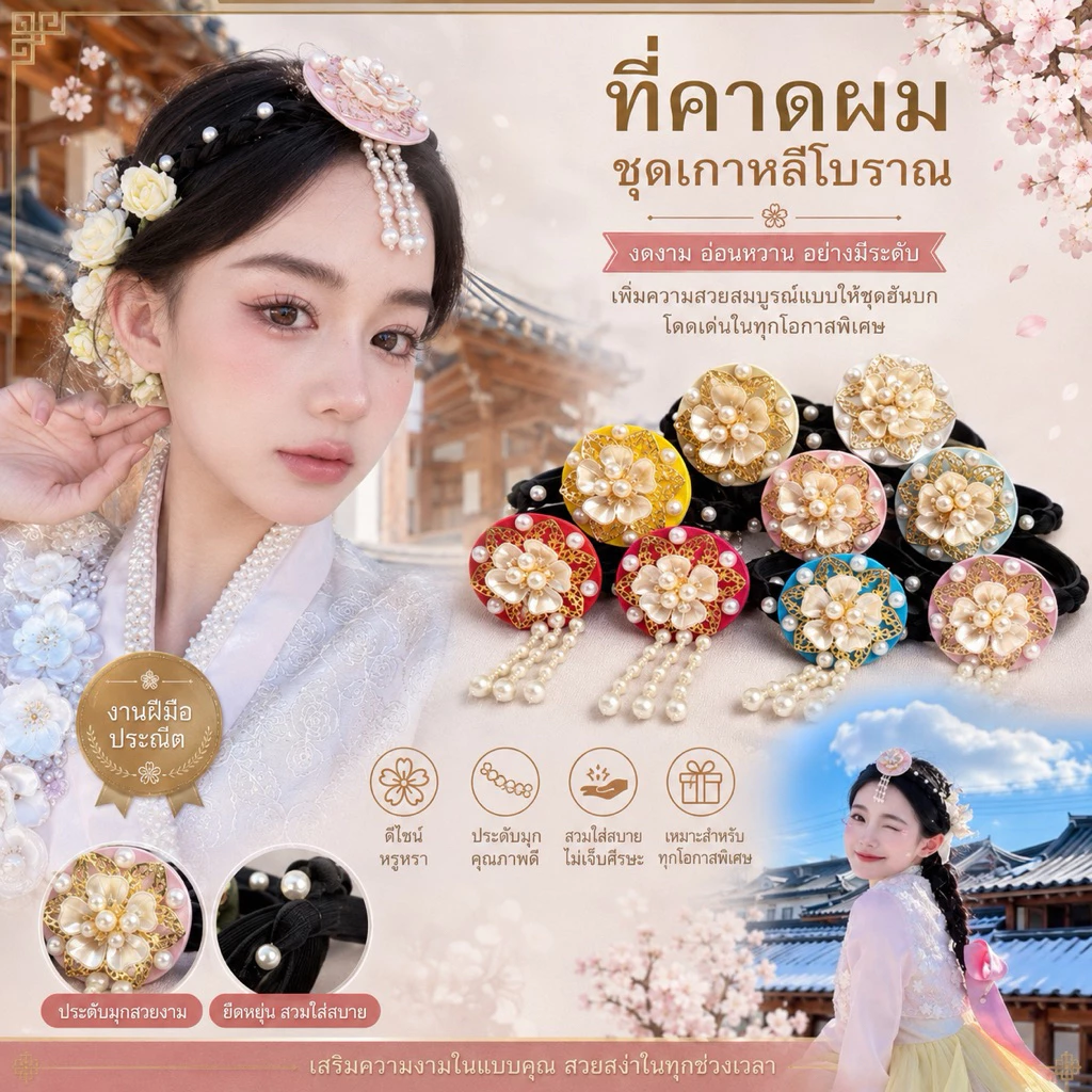 🇹🇭พร้อมส่ง🇹🇭 ที่คาดผมชุดประจำชาติเกาหลี ตามรอยซีรี่เกาหลี คาดผมชุดฮันบกเกาหลี