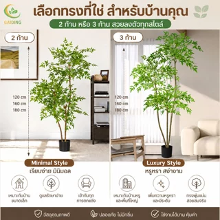 ✨สินค้ารุ่นใหม่+แถบไฟ LED 3M🏡 ต้นไม้ปลอมใบไผ่ ต้นไม้ปลอมใหญ่ 3กิ่ง-120/160/180 ต้นไม้ประดิษฐ์เสมือนจริง สไตล์มินิมอล