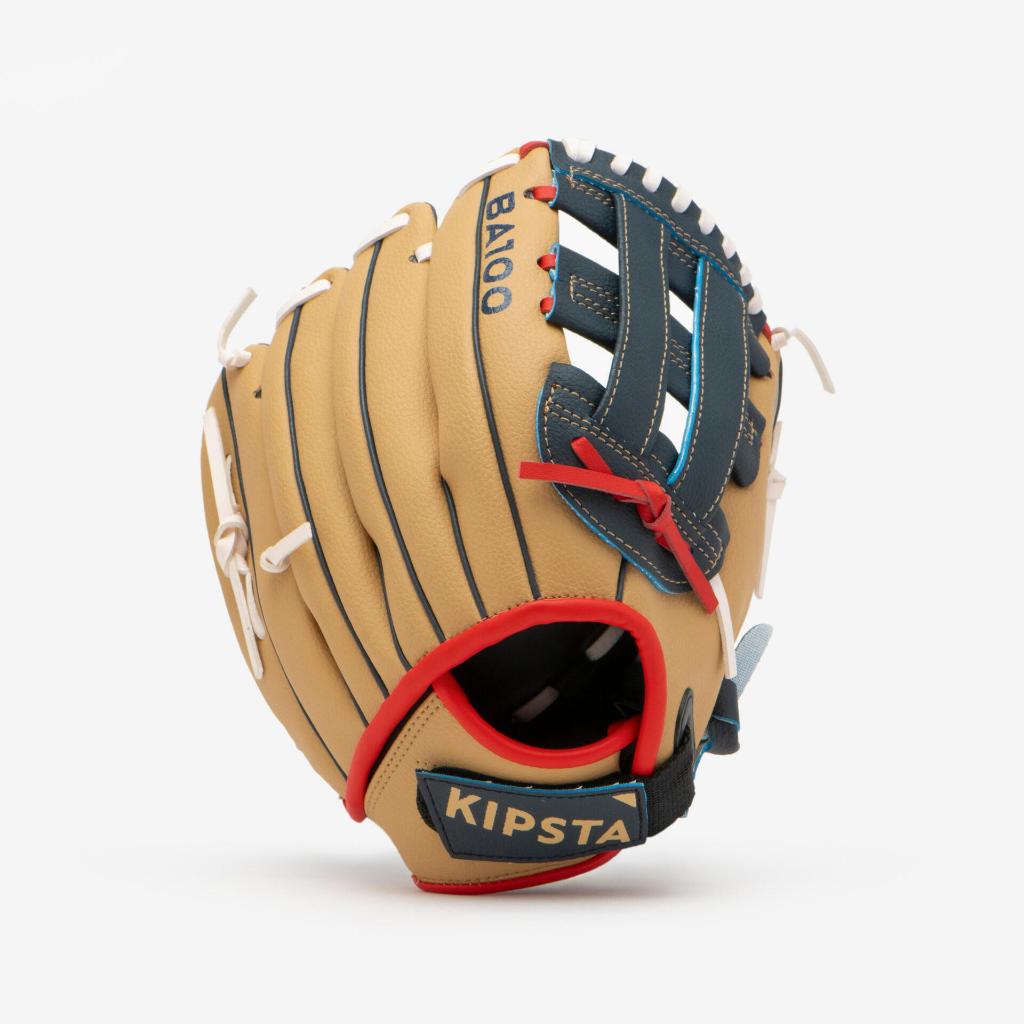 ถุงมือเบสบอล สำหรับเด็ก ถนัดขวา KIPSTA Baseball glove right-hand throw kids ba100 blue beige