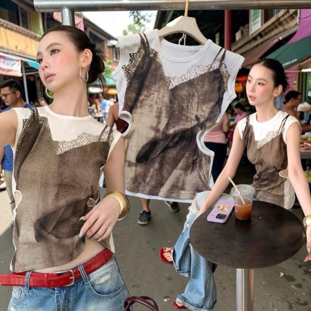 ส่งด่วน 🛵 𝗥𝗨𝗙𝗙𝗟𝗘 𝗥𝗨𝗕𝗬 𝗧𝗔𝗡𝗞 เสื้อแขนกุด ดีไซน์เว้าเอว ใส่แล้วสวยแซ่บและหุ่นเป๊ะ