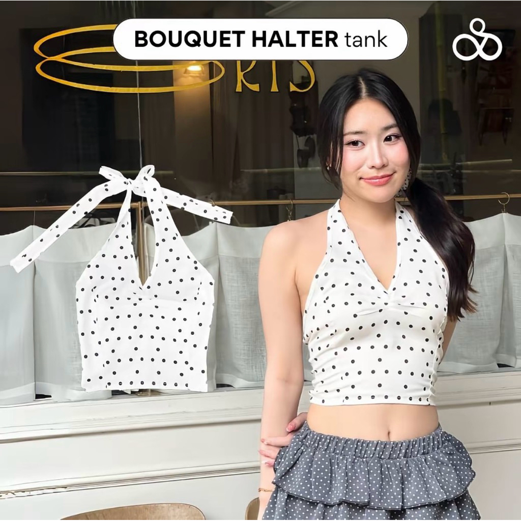 [ส่งต่อ][เสื้อผ้ามือสอง] เสื้อของคอ bouquet halter top sister.fabric size m