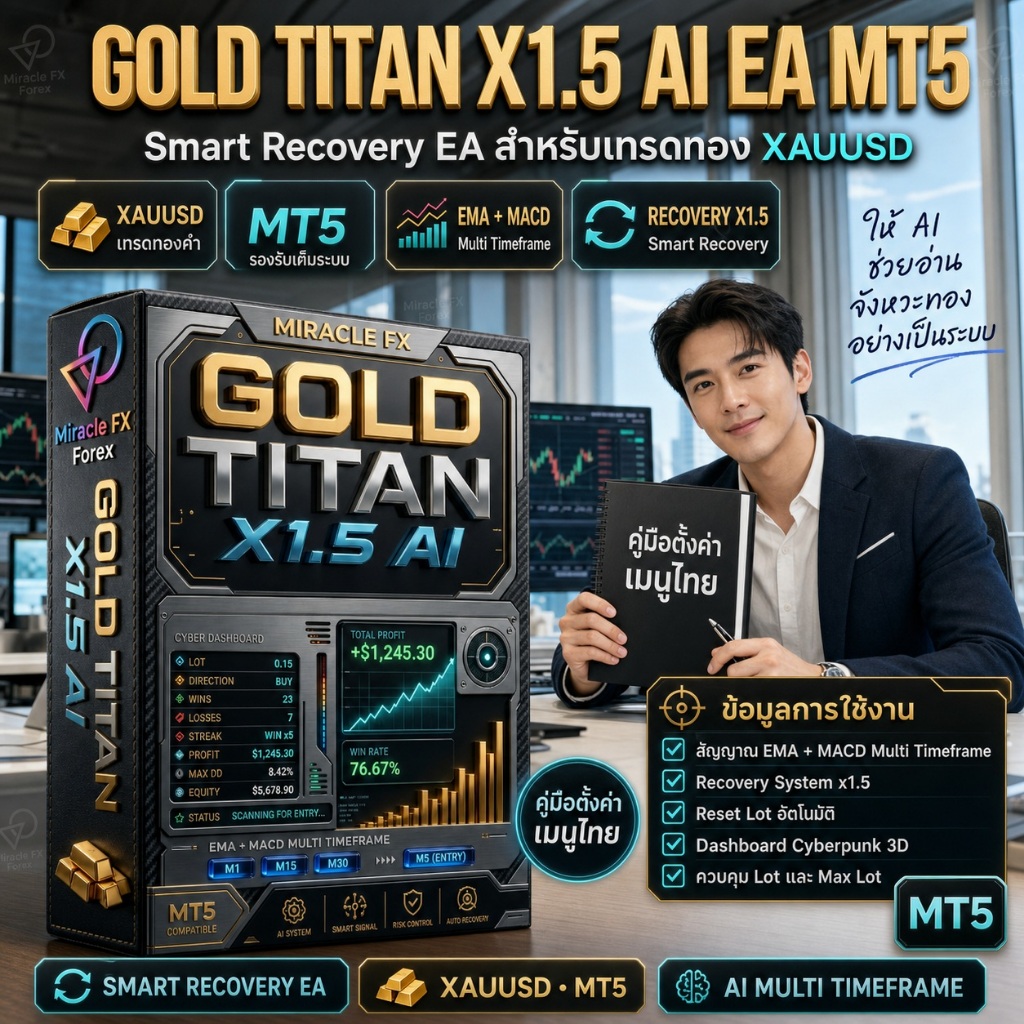 GOLD TITAN X1.5 AI EA MT5 v1.11™ | เทรดทอง XAUUSD Smart Recovery