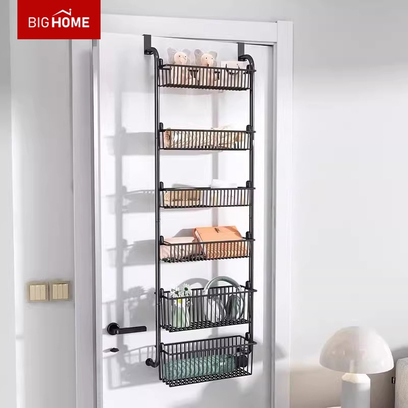 Bighome ชั้นวาง 2in1 ติดผนังหรือแขวนหลังประตู ไม่ต้องเจาะรู กันน้ำหลายชั้น อเนกประสงค์ เก็บของใช้ห้องน้ำและทั่วบ้าน