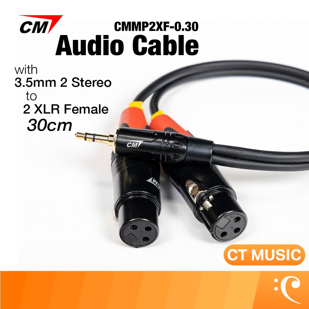 CM CABLE cmmp2xf-0.30 2 XLR Female to TRS 3.5mm 30 cm Stereo In-Ear Mornitor สายแปลง