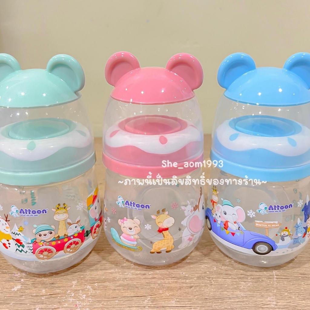 Attoon Fancy คอแคบและคอกว้าง จุกไม่ดูดไม่ไหล ครบสี แพ็ค 3 ขวด