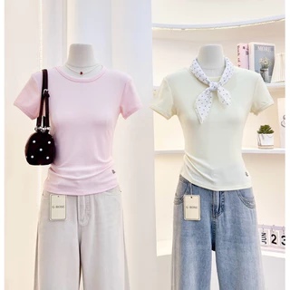 G-rose เสื้อยืดสีพื้น แต่งอะไหล่เงิน