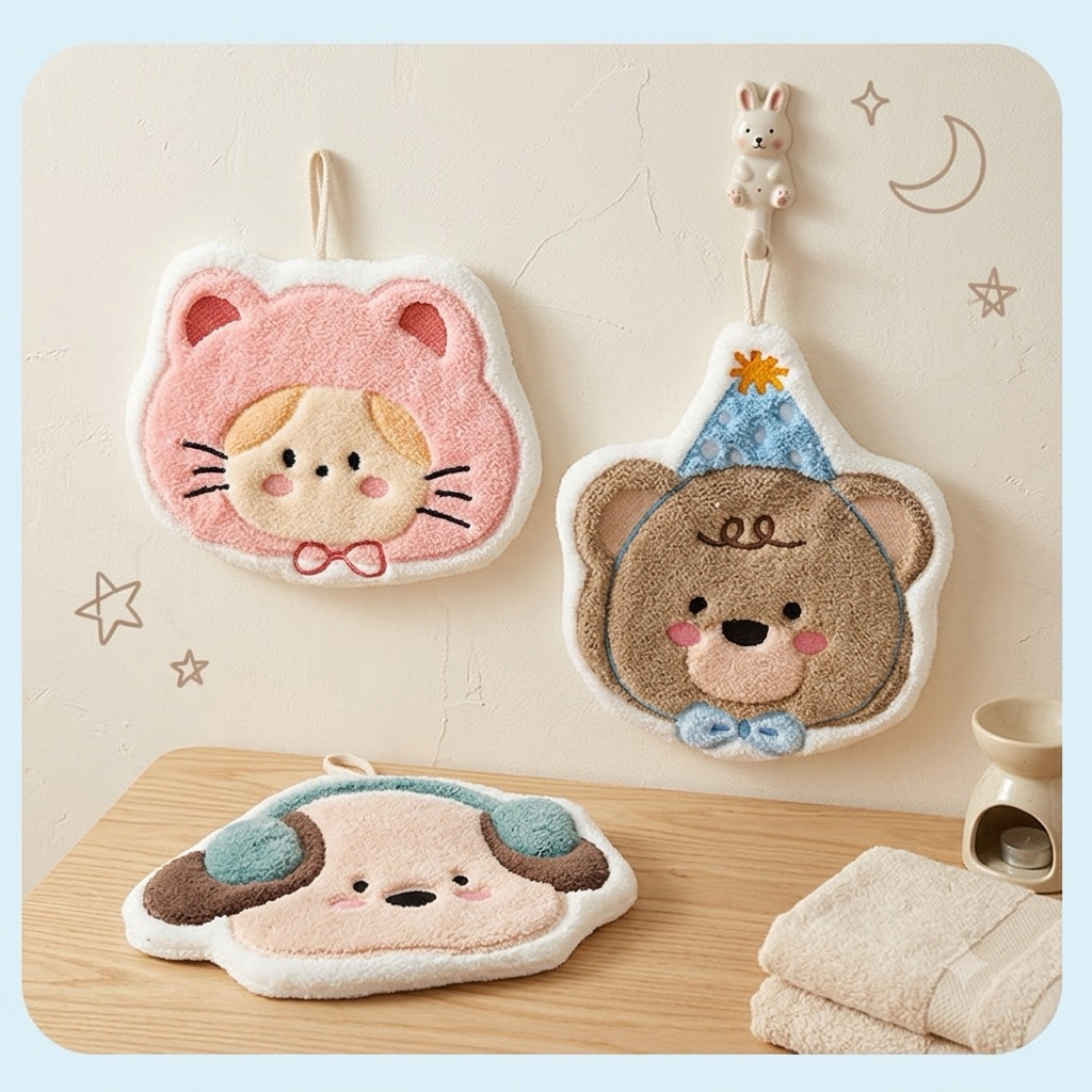 ShopAt.Two[NP-7159] ผ้าเช็ดมือแบบแขวน ผ้าเช็ดลายการ์ตูน