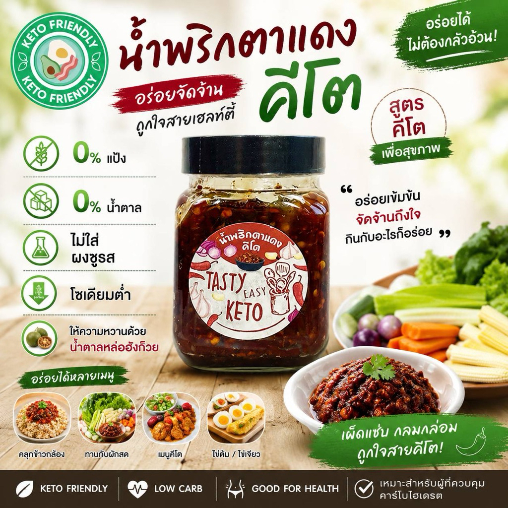 ผลิตภัณฑ์น้ำพริกคีโต ขนาด 120 กรัม