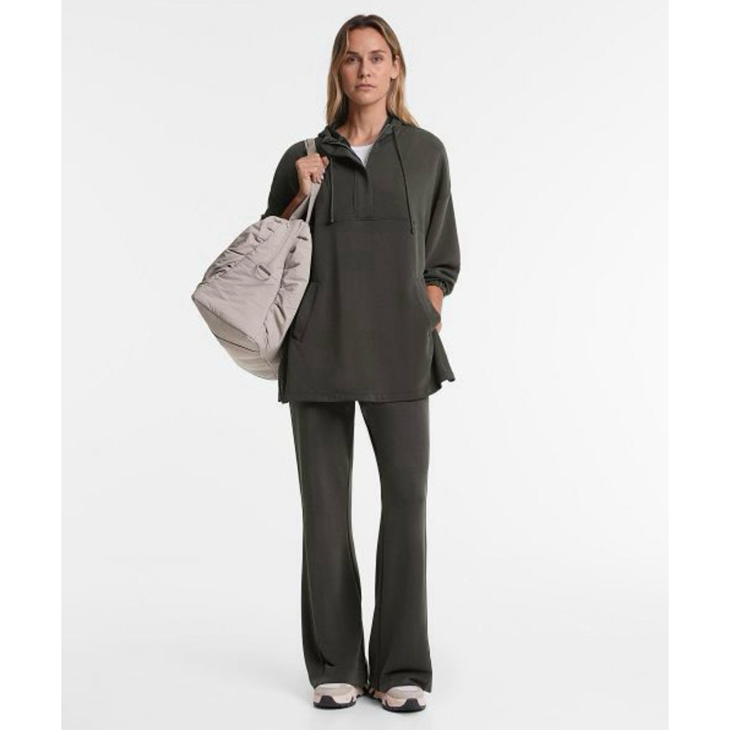 Oysho Over size Hoodie shirt เสื้อแขนยาวสีเทาดำ ผ้ายืด ผ้าเย็น
