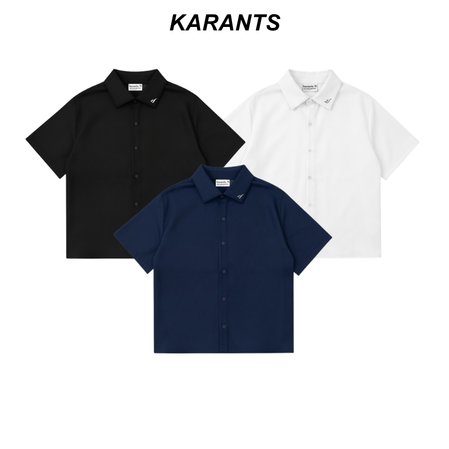 Karants เสื้อเชิ้ต Cropped Boxy ผ้าฝ้ายเนื้อเย็น ตกแต่งด้วยโ