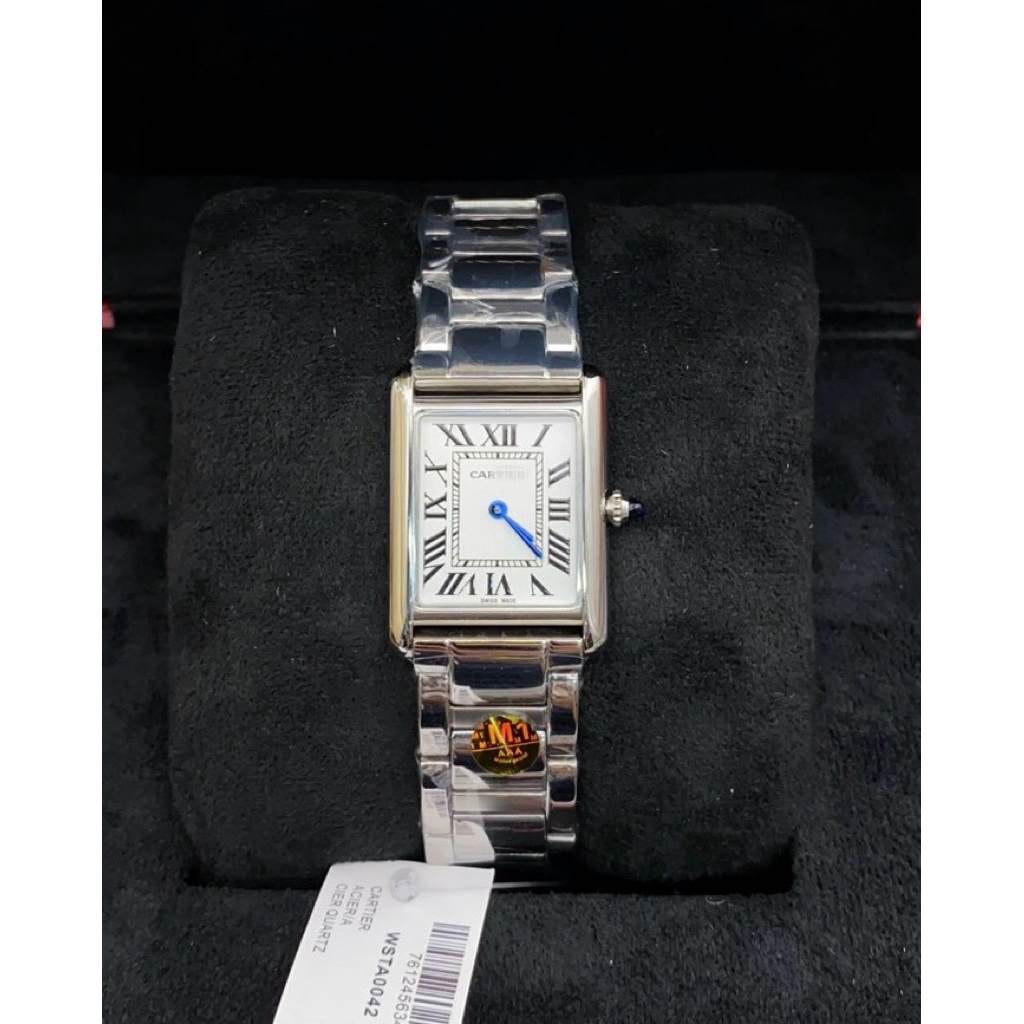 นาฬิกาหน้าปัดขาว สายสแตนเลส ระบบ Quartz ไซส์27มม.