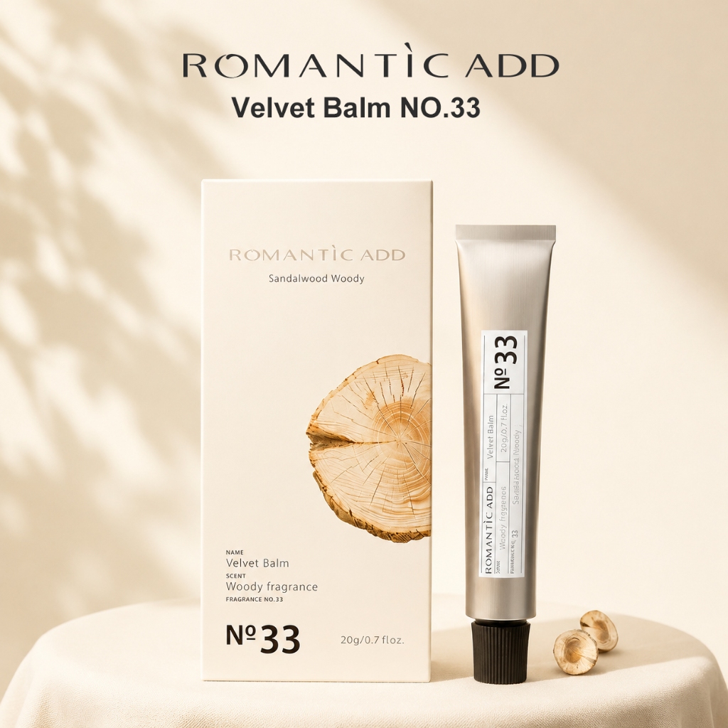 ROMANTICADDบาล์มน้ำหอม 20ml กลิ่นหอมไม้จันทร์ NO.33 หอมติดทนนาน 24 ชม. เนื้อเนียนนุ่มเหมือนกำมะหยี่ ผู้หญิงผู้ชายสองเพศ