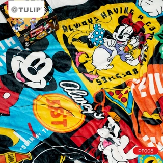 Tulip Fleece 60x80 นิ้ว ลาย PF008 มิกกี้เมาส์ Mickey Mouse ลิขสิทธิ์แท้ดิสนีย์ Disney ผ้าห่มฟลีซขนาดใหญ่ 5 ฟุต