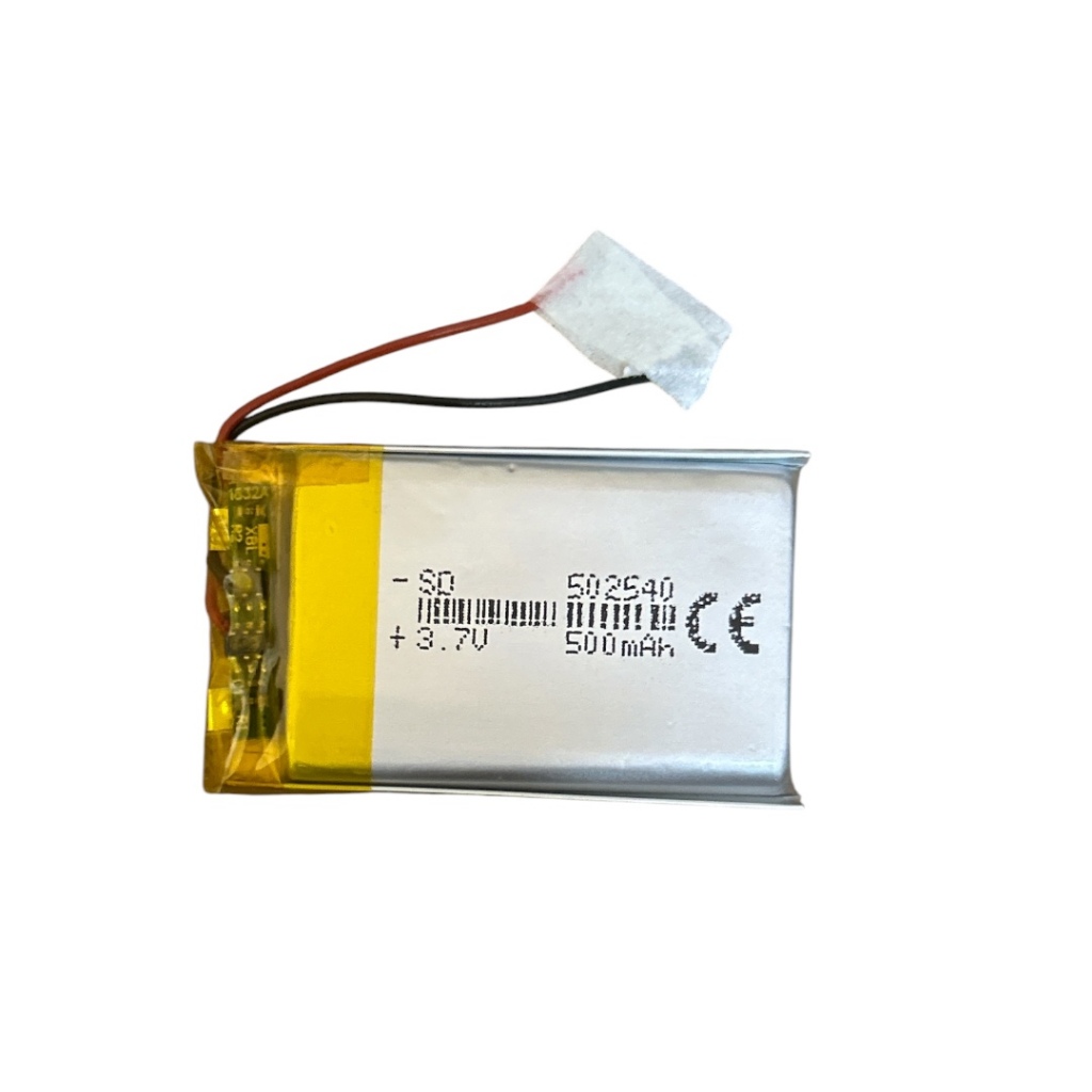 แบตเตอรี่ลิเธียมโพลิเมอร์ (Li-Polymer) 3.7V 500mAh 502540 สำหรับชุดหูฟัง เครื่องบันทึกเสียง และกล้องติดรถยนต