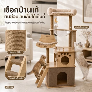 [FurryJoy]คอนโดแมว 150cm หลุมอวกาศใสใหญ่พิเศษ ไม่โยก ไม่ติดขน รับแมวตัวใหญ่ 1-3 ตัว แข็งแรง ทนทาน