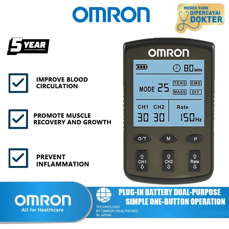 Portable OMRON TENS EMS Stimulator Machine Improve Blood Flow Dual Channel Adjustable Frequency Ther