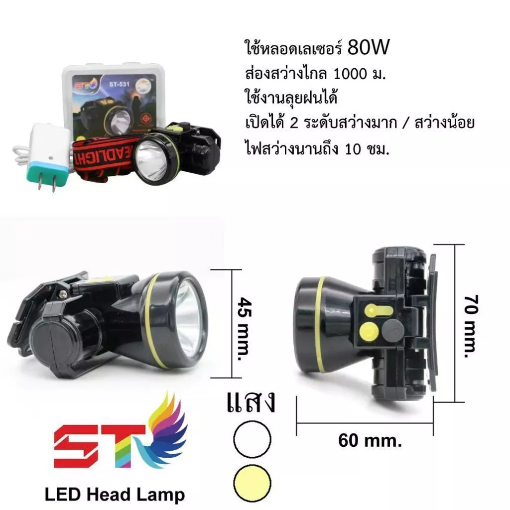 ซื้อ3รับของขวัญ ไฟฉายคาดหัว ไฟคาดหัวส่องสว่าง ไฟคาดหัวส่องทางไกล ไฟคาดหัวรุ่นST-533-2 ST-531 ST-537