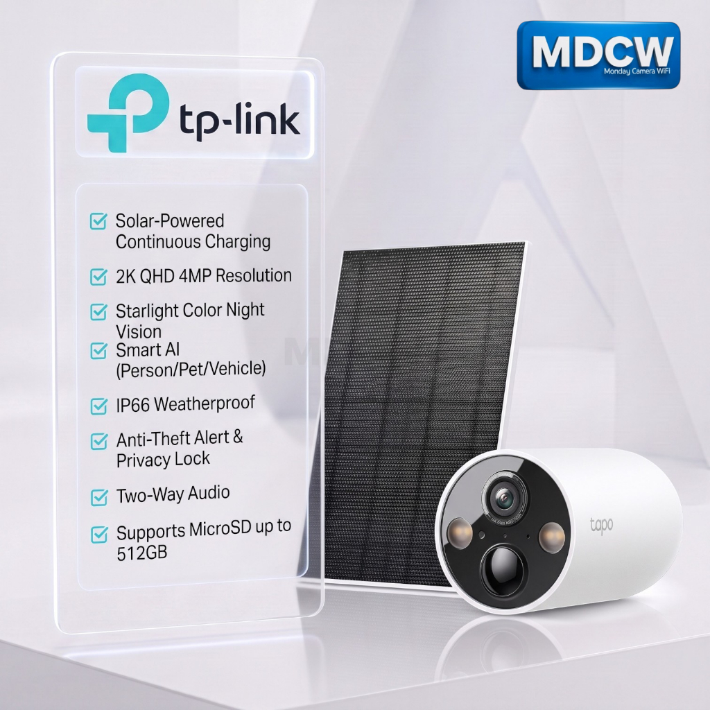 TP-Link Tapo C425 และ C425 Kit  Solar-Powered Security Camera Kit Color Night Vision 2K QHD