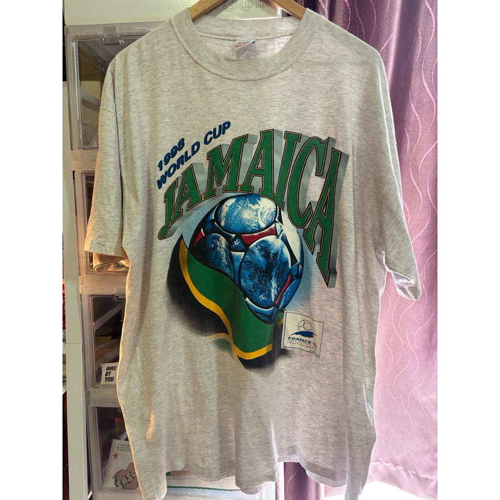 Vintage France 98 Jamaica Wolrd Cup Cotton Tshirt เสื้อแขนสั้นมือสอง
