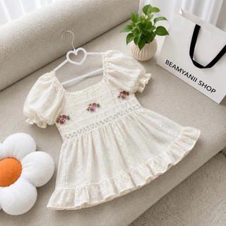 เสื้อแขนตุ๊กตา 34-44 แต่งฉลุลายกุหลาบ ( T85 )