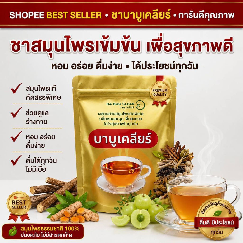 บาบูเคลียร์ ชาดูแลปอด สูตรธรรมชาติ ช่วยขับเสมหะ ดูแลลำคอ