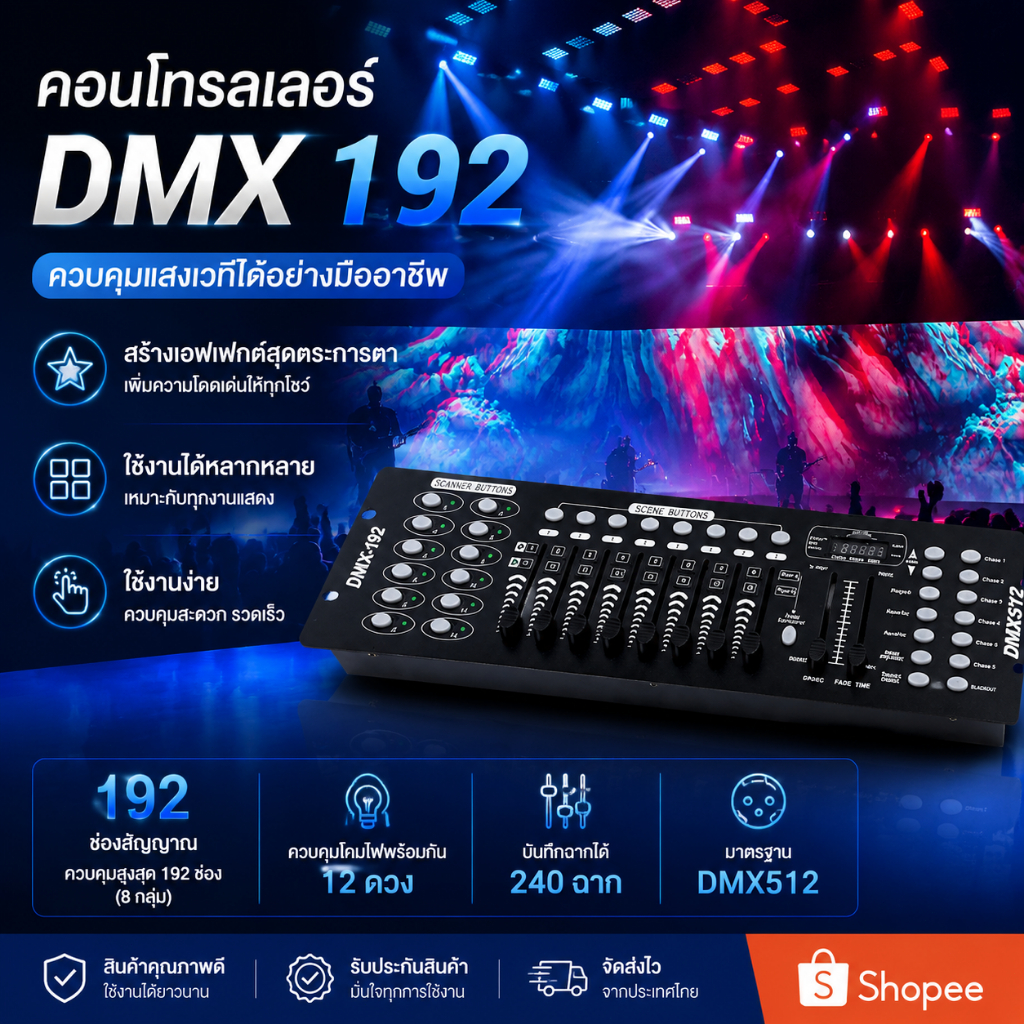ในสต็อก/High Beam ควบคุม DMX Controller 192 DMX Controller DJ อุปกรณ์ DMX 512 คอนโซล STAGE Lighting