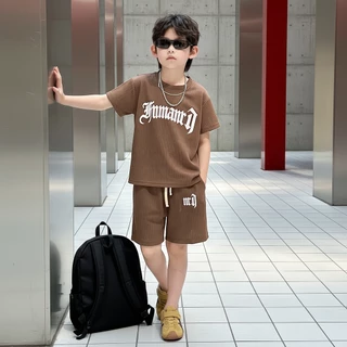 ชุดเซ็ทเด็กแฟชั่น ชุดสูทเด็กผู้ชายสองชิ้น เสื้อแขนสั้นกางเกงขาสั้น ชุดกีฬาแขนสั้นแห้งเร็ว สไตล์เกาหลี