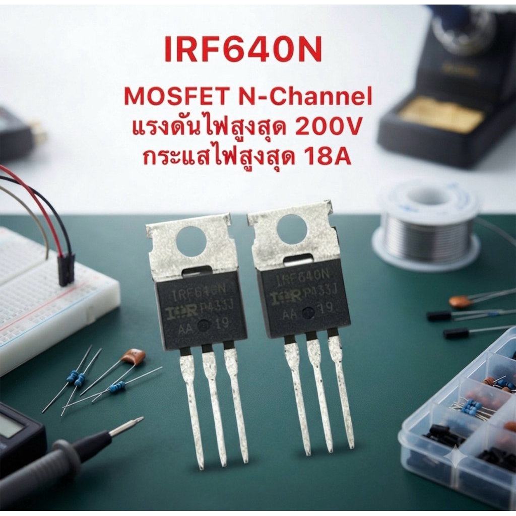 งานแท้ IRF640N MOSFET N-Channel 200V 18A มอสเฟต รับประกัน เกรดอะไหล่และงานซ่อมจากช่างที่ใช้ซ่อมจริง