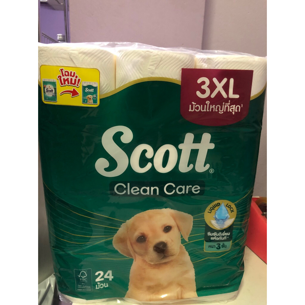 โฉมใหม่ Scott clean care หนา3ชั้น ยาว 3XL 24 ม้วน