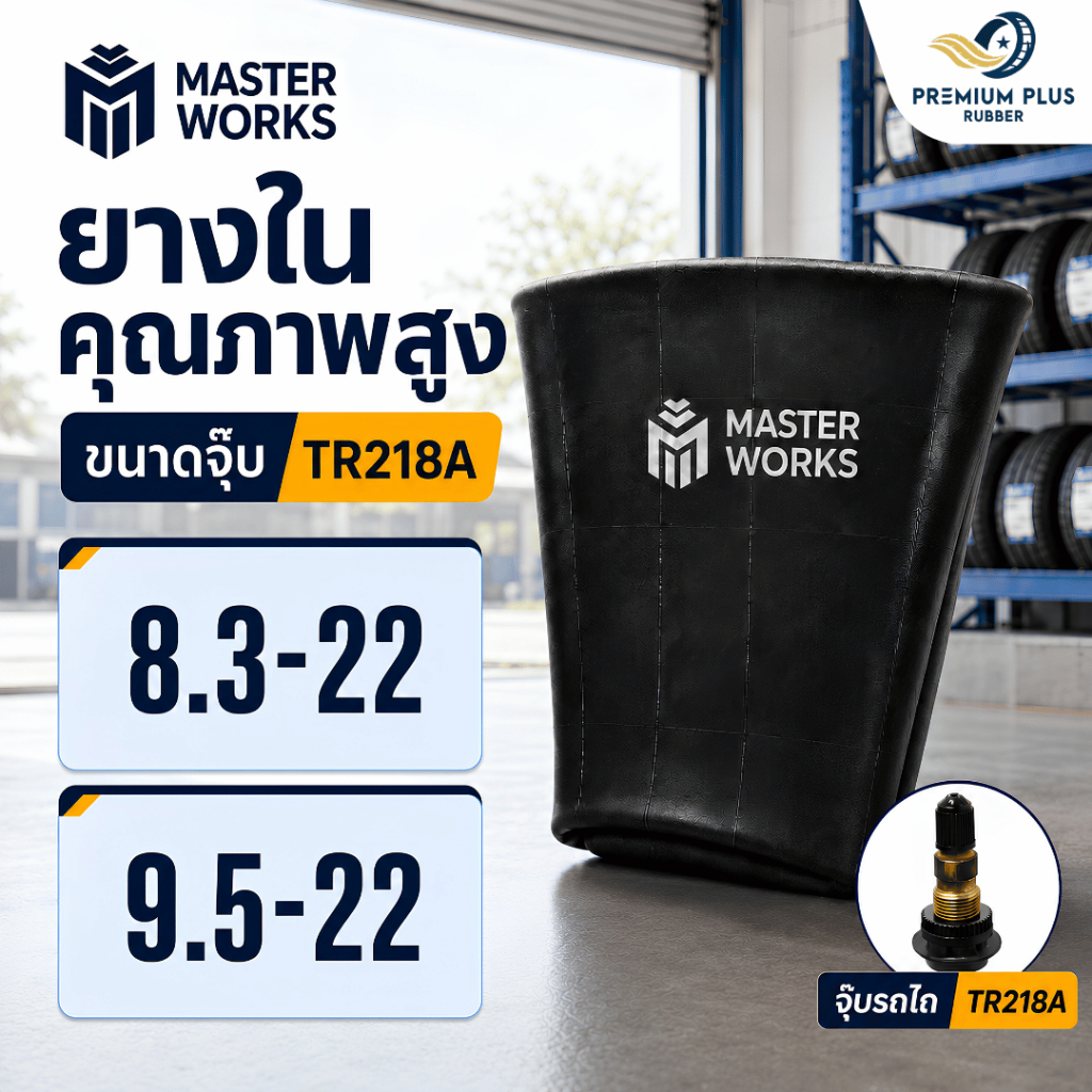 ยางใน MASTER WORKS จุ๊บรถไถ TR218A ขอบ 22 นิ้ว (เลือกขนาด 8.3-22, 9.5-22) ยางในรถไถ ยางในคุณภาพสูง [
