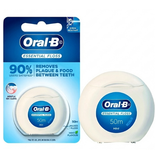 Oral B Essentail floss ออรัล-บี ไหมขัดฟัน เอสเซนเซียลฟลอส ยาว 50เมตร [ หอมกลิ่นมินต์ สดชื่น ]