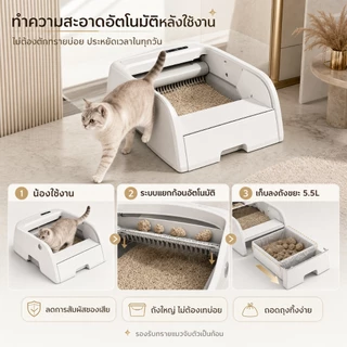 [PetSmart] ห้องน้ำแมวอัตโนมัติ 5.5L มีกล้อง 1080P กำจัดกลิ่น UV ฆ่าเชื้อ ปลอดภัย 100%