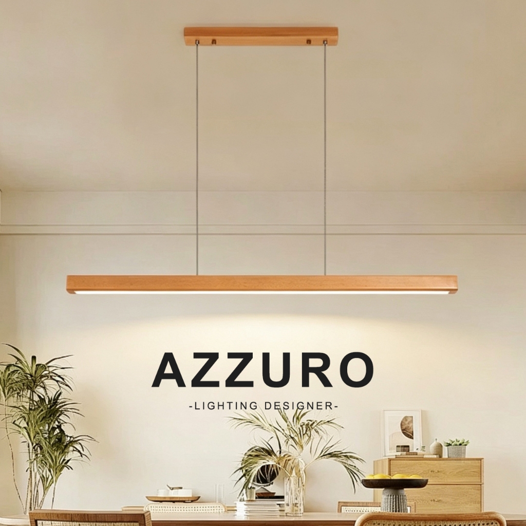 พร้อมส่ง【AZZURO】โคมไฟระย้า ไฟ led เพดาน ไฟมินิมอล โคมไฟไม้ ควบคุมรีโมท ปรับแสงได้ สำหรับตกแต่งโต๊ะอาหารหรือโต๊ะทำงาน