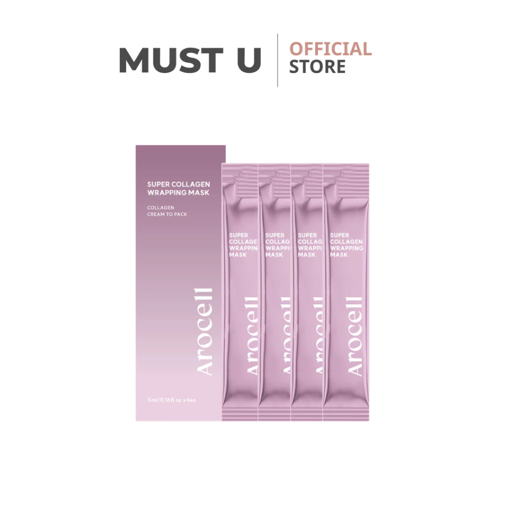 AROCELL Super Collagen Wrapping Mask มาส์กคอลลาเจนแบบทา ผิวฉ่ำวาว ชุ่มชื้น 4 ซอง