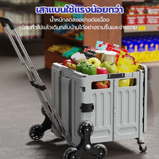 🔥พร้อมส่ง🔥รถเข็นช็อปปิ้ง 8 ล้อรุ่นอัพเกรด รถเข็นซุปเปอร์มาร์เก็ตแคมป์ปิ้ง ที่เก็บแคมป์กลางแจ้ง รถเข็นพับได้