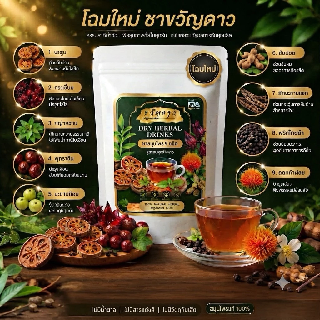 ส่งฟรี❗️🚚 ชาขวัญดาว โฉมใหม่ โปร 1 แถม 1 พร้อมส่ง