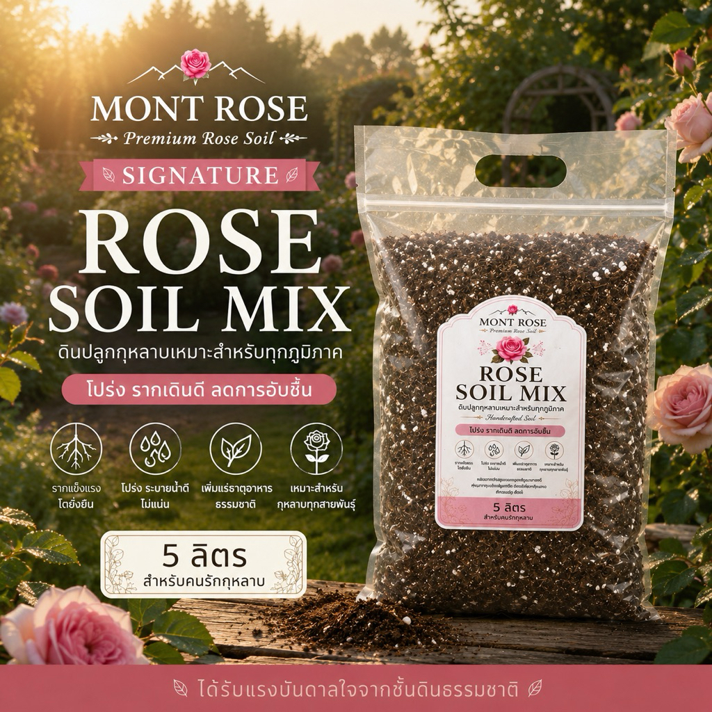 ดินปลูกกุหลาบ Mont Rose Signature Rose Soil Mix  สำหรับการปลูกกุหลาบที่มีคุณภาพสูง