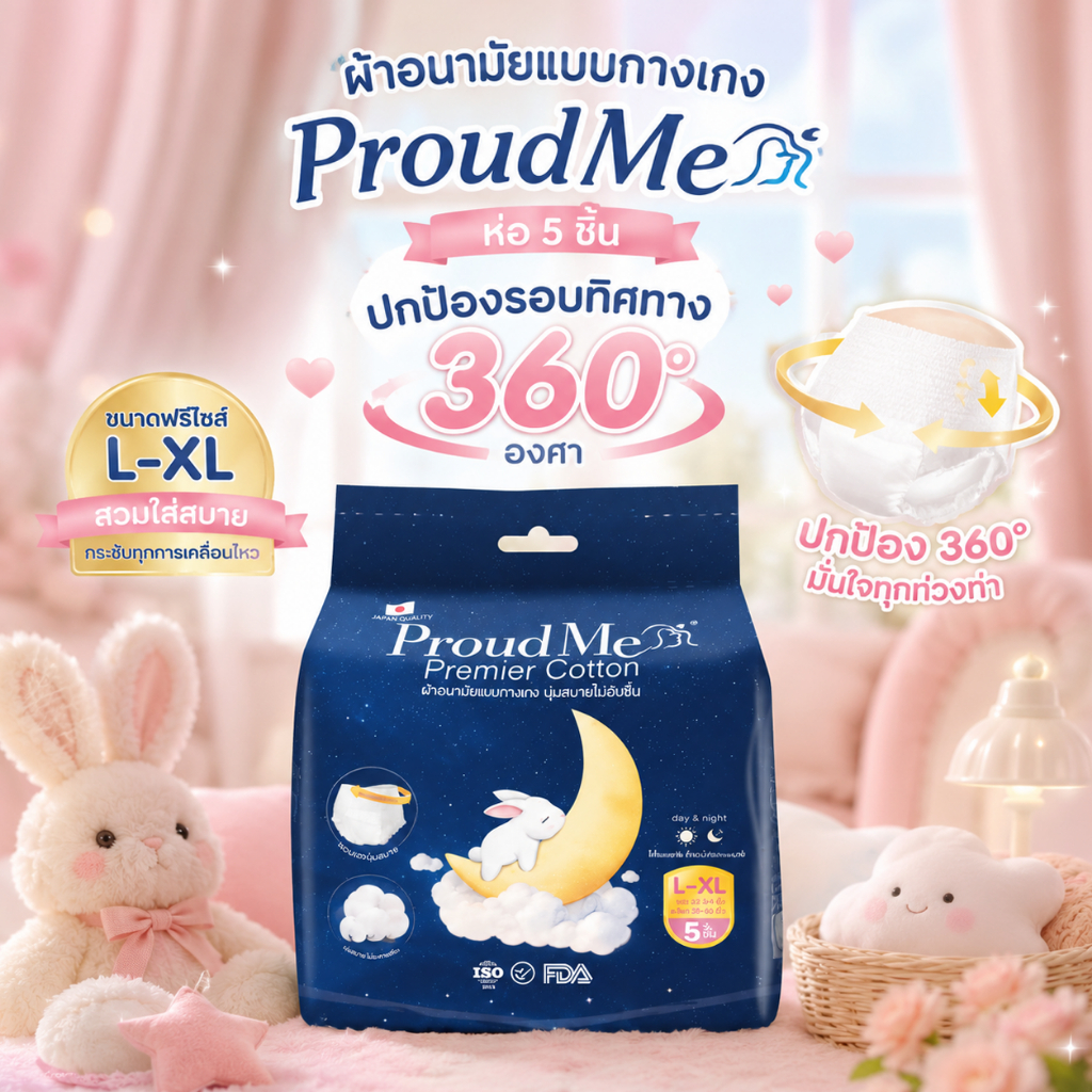 ผ้าอนามัย ProudMe แบบกางเกง ขนาดฟรีไซส์ ( L-XL ) 1 ห่อ 5