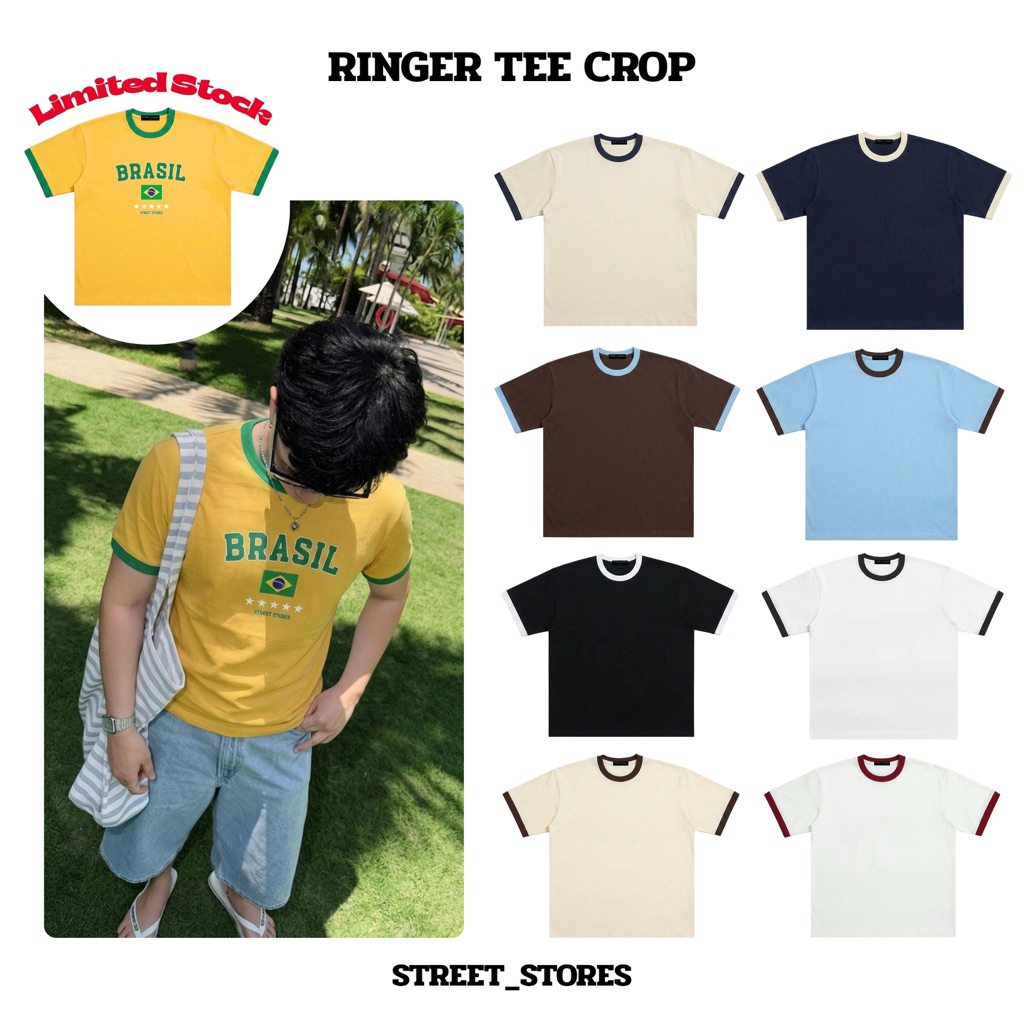 Ringer Tee Boxy Crop เสื้อยืดริงเกอร์ ทรงครอป | STREET_STORES