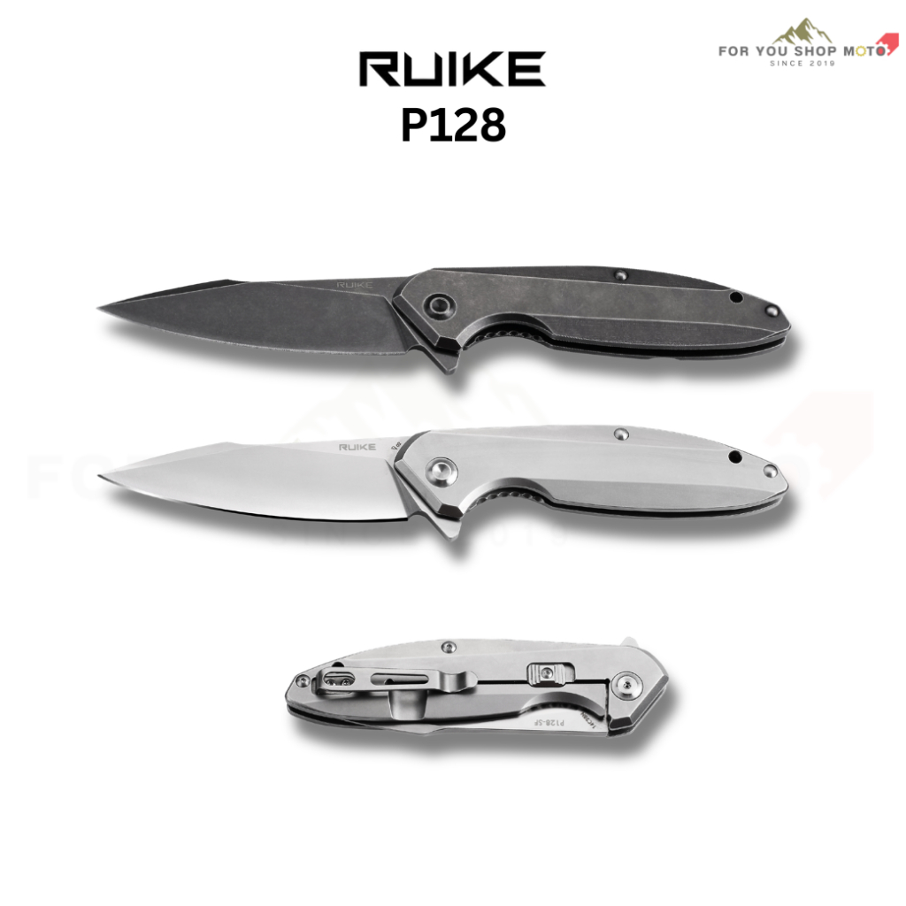 มีดพับ RUIKE P128 ใบมีด Sandvik 14C28N 3.66 นิ้ว ด้าม 420 Stainless Frame Lock Beta Plus Outdoor P12