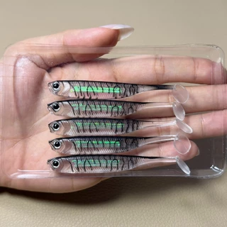 เหยื่อปลายางหางพริ้ว3D 5ชิ้น/แพ็ค เหยื่อยางเสมือนจริง 7.5CM และ9CM เหยื่อปลอม ปลายาง3