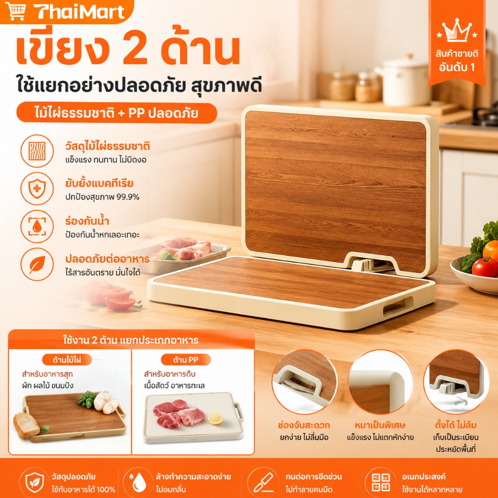 เขียง สองด้าน ใช้ได้สองด้าน ป้องกันเชื้อรา ขึ้นสนิม สแตนเลสเขียง เขียงอเนกประสงค์