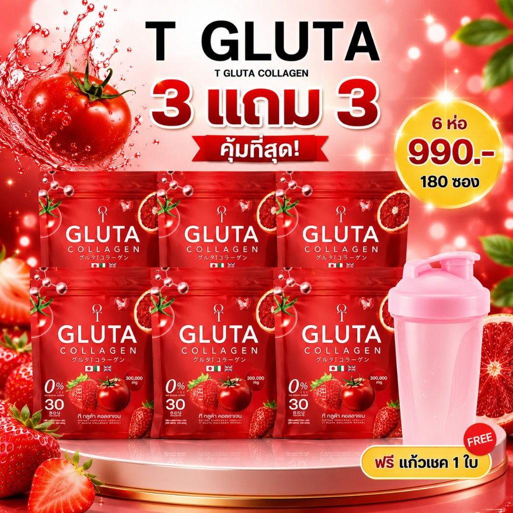 T GLUTA collagen ที กลูต้า คอลลาเจน 3 แถม 3
