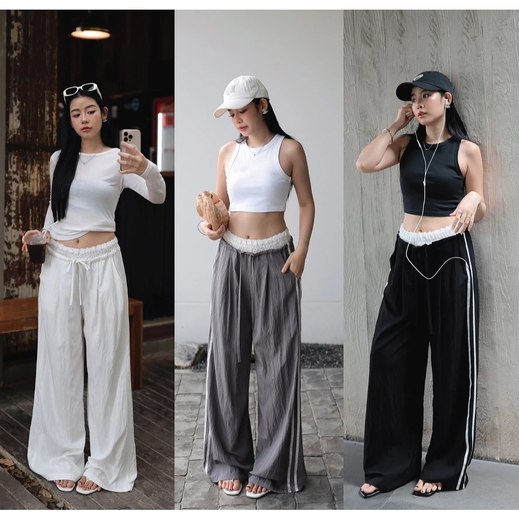 N7919 ROSE PANTS มี 3 สี : BLACK, GREY, OFF-WHITE - NUMBERSEVEN