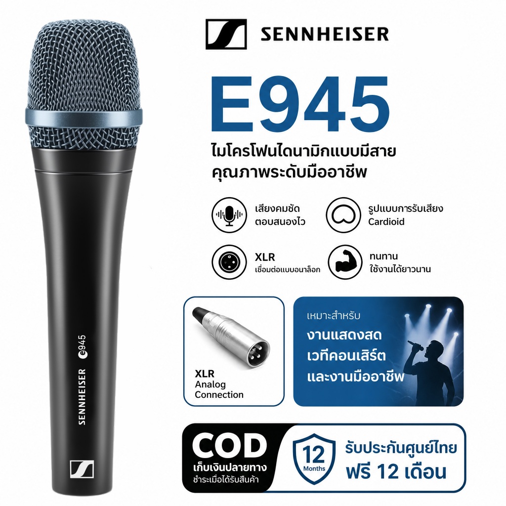 SENNHEISER E945  Microphone เหมาะสำหรับการแสดงเสียงร้อง
